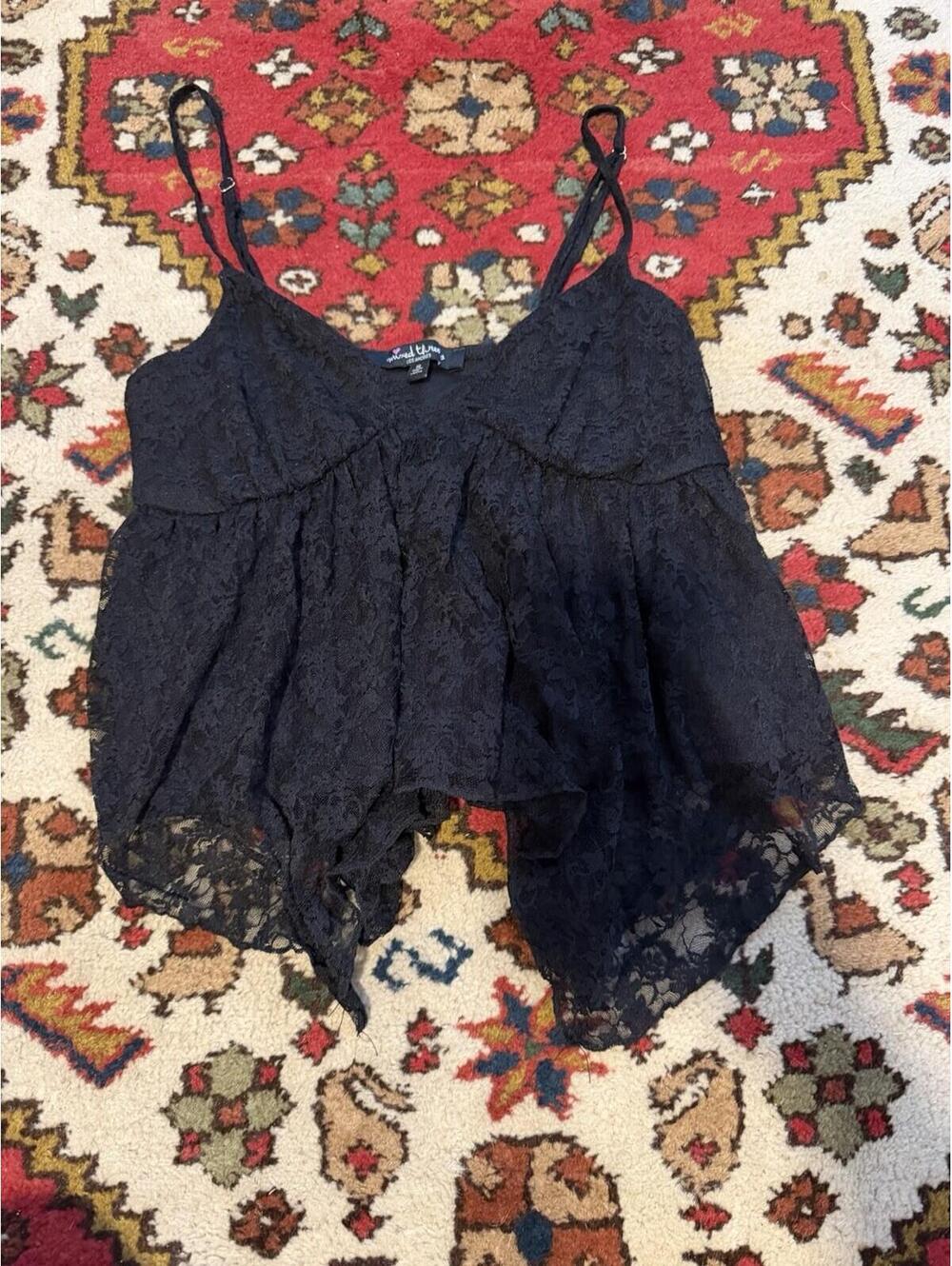 Mixed Threads Los Angeles Black Lace Sheer Strap Camisole Top Women’s S